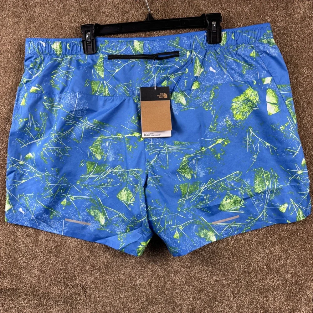 The North Face Limitless Running‎ Shorts Mens XXL Blue Green Print NWT